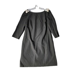 TRINA TURK NWT Black Gora Crystal Bow‎ Shoulder Lined Shift Cocktail Dress Sz 6